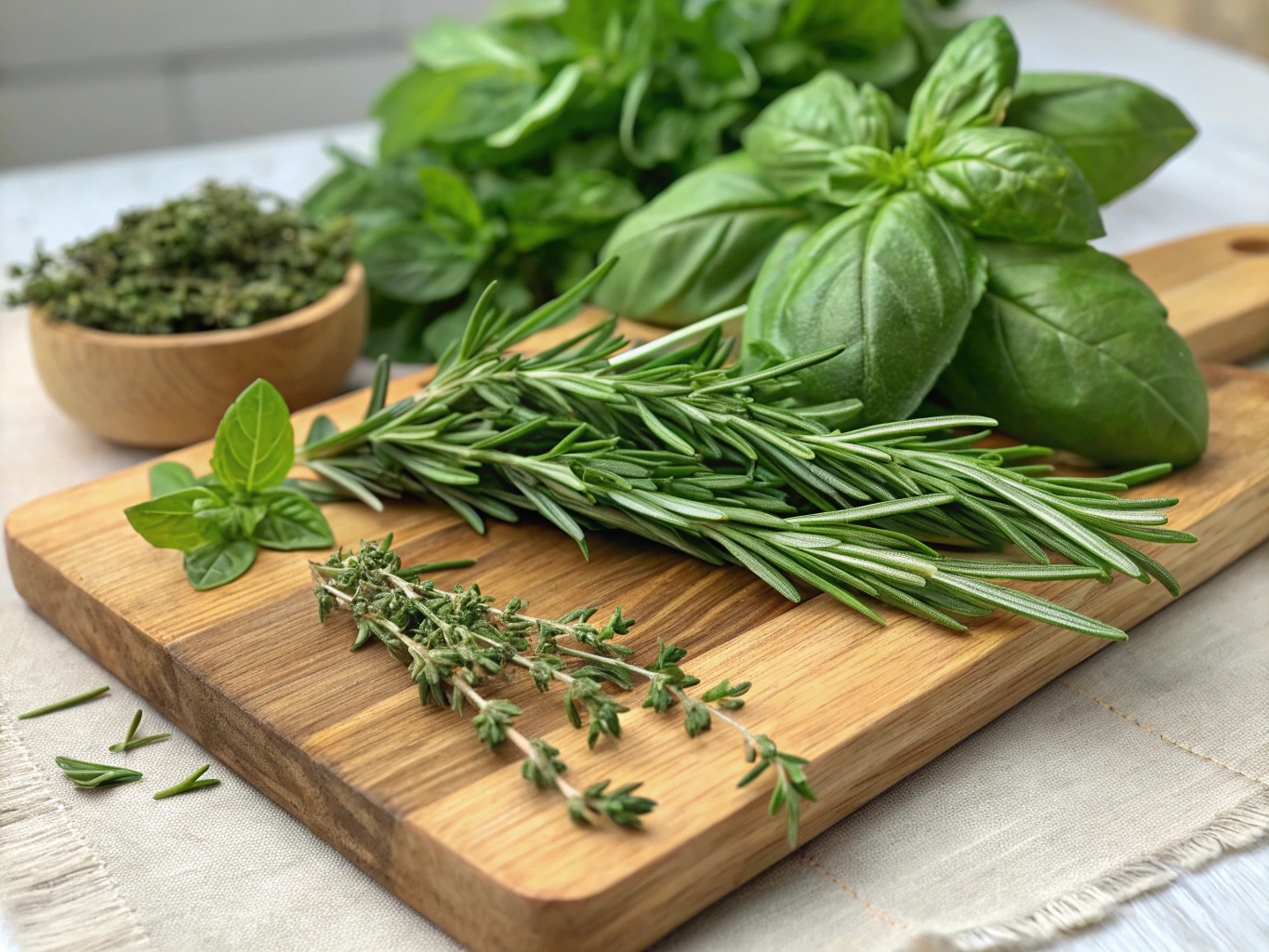 Verse kruiden zoals rozemarijn, oregano en basilicum
