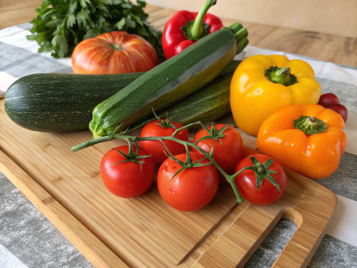 Verse groenten, zoals tomaten, paprika's en courgette